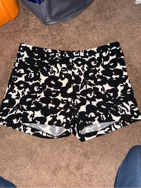 Katherine Barclay Pants - Katherine Barclay Black and White Floral High Waist Shorts